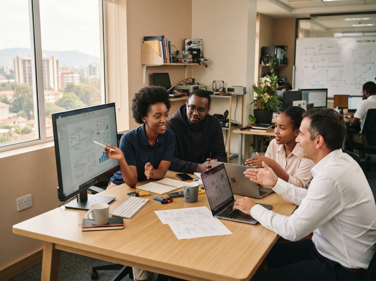 Volton AI team reviewing predictive analytics models used for business capital allocation